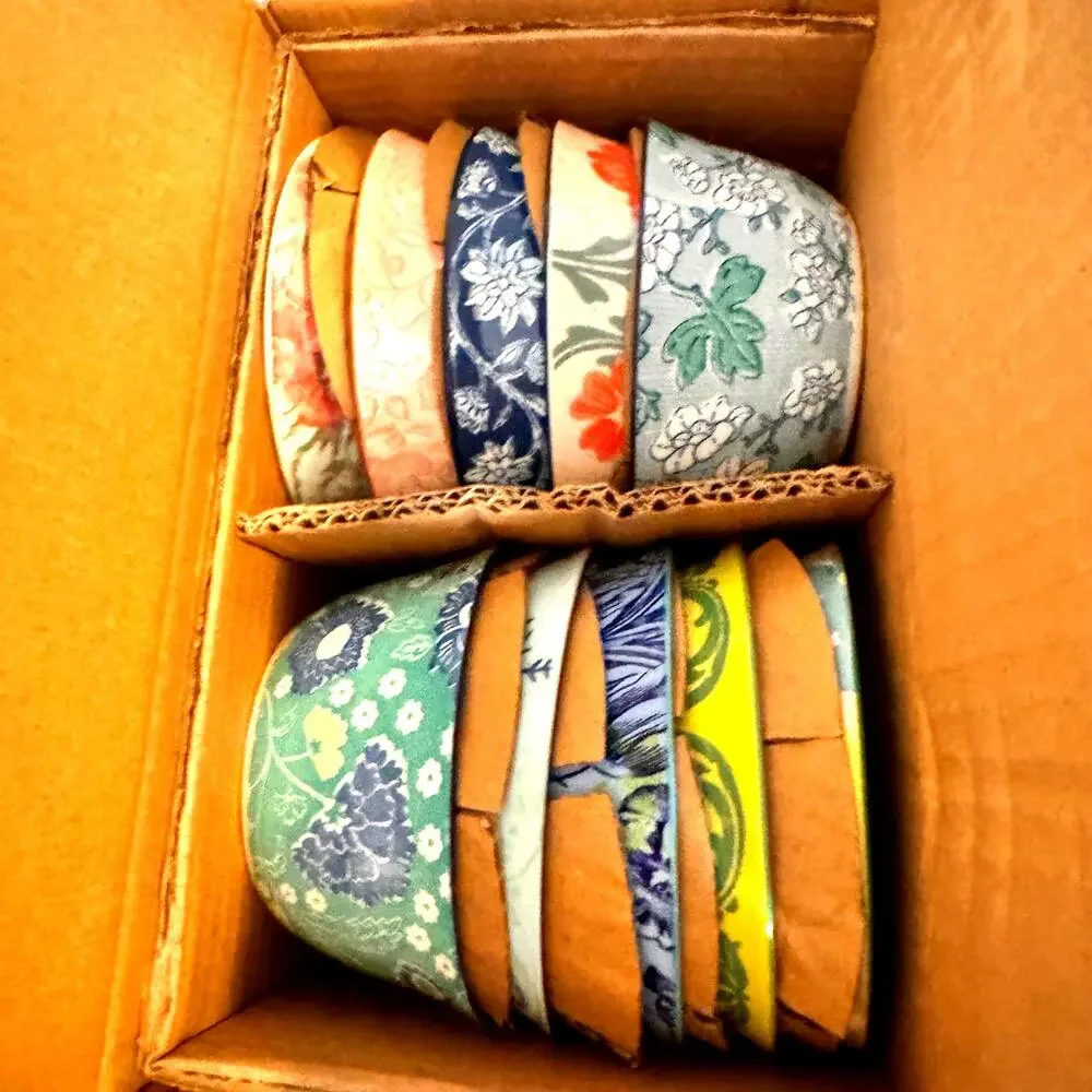 Provence Stoneware 10 Piece Ceramic Bowl Set Multi Patterned Multicolor NIB